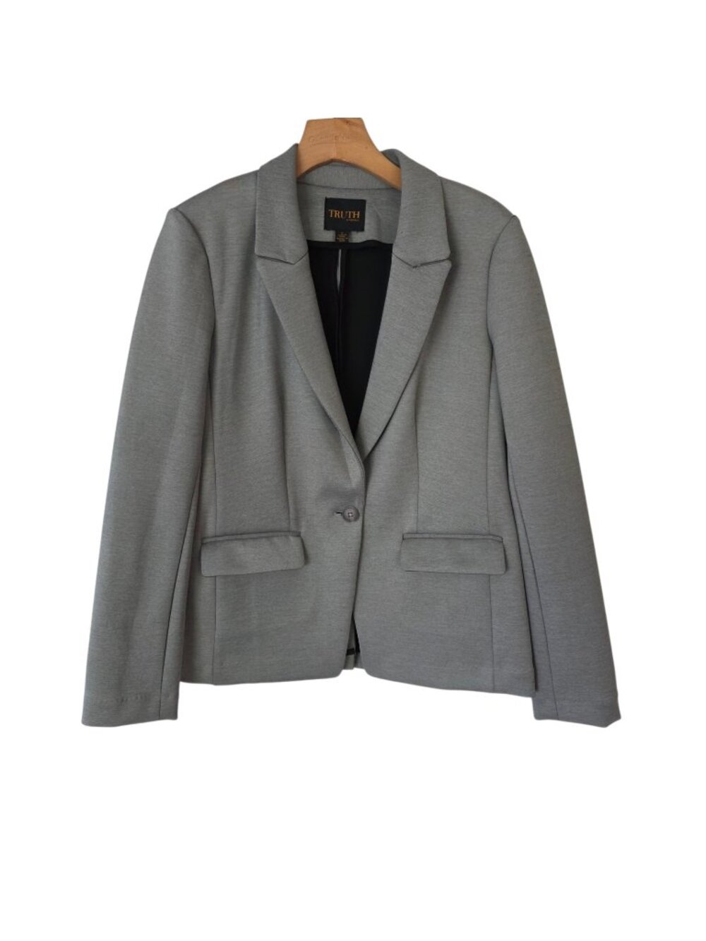 Truth By Republic Blazer One Button Stretch Lined Business Gray Womens Size 6